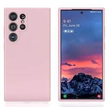 纯色粉色液态硅胶 Galaxy A56 A36 A26 A16 A06 5G 360° 全方位保护 TPU 背壳液态硅胶手机壳，适用于 Galaxy S25 S24 S23 S22 S21 Ultra FE 国际版（非国内版），复活节春季礼物 - 粉色 - 查看 9