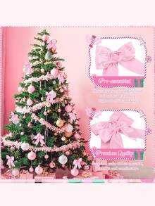 10 piezas/5 piezas - Lazos de cinta de satén rosa para decoraciones de árbol de Navidad, adorno de lazo para corona de Navidad para embalaje de regalo, decoración del hogar, cerca, chimenea, boda y fiesta