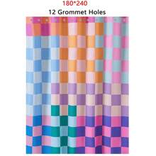 1 件 100% 涤纶复古格子面料浴帘，耐用防水明亮彩虹多彩现代简约时尚浴室装饰套装带挂钩，180 厘米 X 180 厘米浴室配件返校