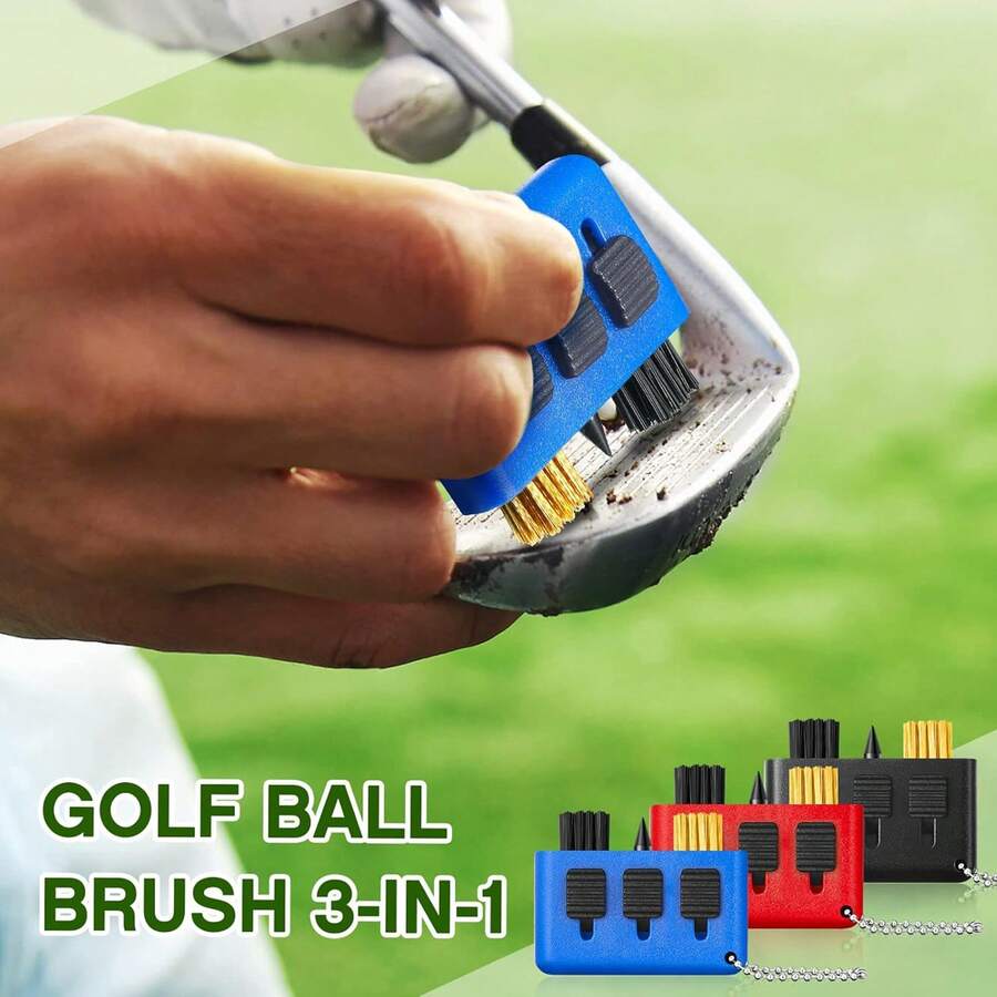 Cepillo de limpieza de golf retráctil 3 en 1, limpiador de ranuras de palos de golf de uso múltiple, accesorios de golf prácticos como regalo - Multicolor - Ver 1