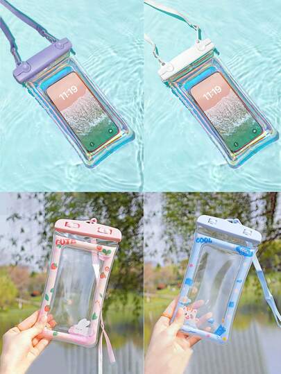 Bolsa impermeable para teléfono - Funda flotante con pantalla táctil para nadar y parque acuático - Estuche para teléfono con láser