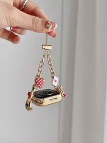 1条金色草莓郁金香心形智能手表表带,兼容Ultra/SE/11/10/9/8/7/5/4/3/2/1系列以及Ultra2/Ultra/SE/38/41/42/44/45/46/49mm,时尚女士手链配饰,送给女友和朋友的最佳礼物,佩戴舒适,仅含表带,不含手表和表壳。 - 金色 - 查看 6