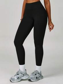 MASKERT 女士运动裤，跑步健身紧身裤，瑜伽裤，七分裤，休闲、居家、通勤皆宜，亲肤紧身裤 - 黑色 - 查看 4