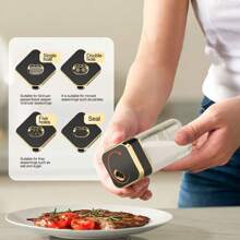 玻璃调味罐套装，旋转厨房调味瓶，调味容器，带调味架