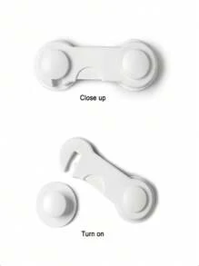 1 件白色冰箱锁，易于安装，无需钻孔冰箱门锁 - 自动关闭，确保密封和儿童保护，多用途用于抽屉和橱柜，厨房：消毒柜/烤箱门锁，浴室保护：马桶盖/洗衣机锁，