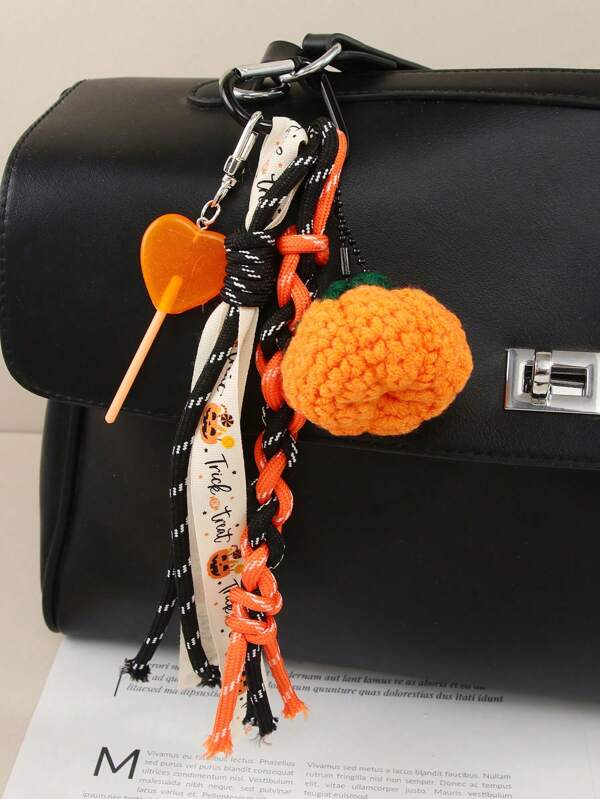 Halloween kreative DIY Kürbis Hängedekoration, Lutscher Seil Tasche Anhänger Schlüsselanhänger Accessoires, geeignet für tägliche Ausflüge, Dates, Einkaufen