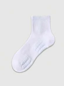 2/4 Pairs Thickened Terry Towel Socks, White Mid-Calf Socks, Sweat-Absorbent For Tennis, Badminton, Running, Basketball, Unisex, For Gym, Fall