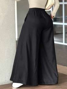 Women's Loose Casual Wide Leg Pants - Black - View 3