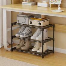 2 层节省空间的鞋架 - 耐用的金属和塑料多功能储物架，用于存放鞋子、靴子、珠宝、手表 - 坚固紧凑的设计，适用于入口、壁橱、小空间、鞋子收纳整理器 1 件多层鞋架、床下鞋架、鞋子收纳架、易于存放和整理家用鞋子、多功能储物架、节省空间的鞋架、大容量车库鞋架，适用于卧室、走廊，可容纳 2 双大鞋或 3 双小鞋