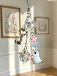 1 pieza Accesorio creativo Colgante de teléfono de conejo de resina con campana, estilo lindo Y2K - Multicolor - Ver 7