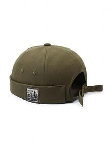 1 Pc Unisex Retro Washed Cotton Docker Hat, Patch - Detailed Back - Strap Design Cap, Versatile Headwear For Men & Women, Perfect For Daily Casual, Street Style, Outdoor Hangouts & Travel Looks