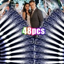 36pcs/48pcs Set LED Pink/White/Red Fiber Optic Lightstick - Party Supplies For Singles, Wedding Glow Party Favors, Suitable For Christmas, Birthday, Wedding, Concert, Bar, Halloween, New Year Party Gifts - 白色 - 查看 14