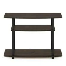 HOMLUX 3-Tier TV Stand, Entertainment Center With Stainless Steel Tubes, No Tools Assembly, Fits Up To 32-Inch TVs, Black TV Stand, Modern Media Console For Living Room, Dark Brown/Black - Nâu sẫm/Đen - Xem 6