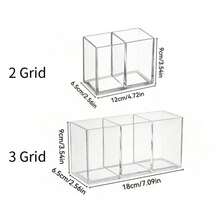 1 pieza Soporte de utensilios transparente con 3 compartimentos, caja de almacenamiento de utensilios de acrílico para palillos, tenedores, cuchillos y cucharas, organizador de utensilios de cocina, accesorios de cocina - Multicolor - Ver 2