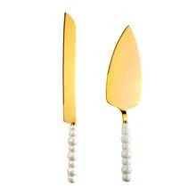 1 套定制婚礼蛋糕刀和服务器套装，创意珍珠手柄蛋糕切刀和升降器 - 珍珠手柄 - 查看 13