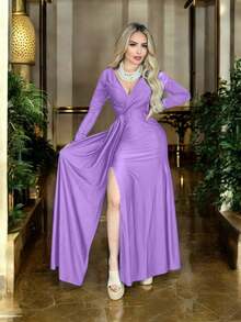 Women Plus Bridesmaid Dresses - Lilac Purple - View 3