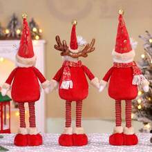 Weihnachtsdekoration, schöne rote Streckpuppe Weihnachtsdekoration Ornament Cartoon Stoff Schneemann Elch Weihnachtsmann Festival DIY Dekoration - Verschiedenfarbig - Übersicht 4