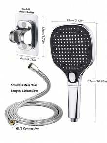 1 套方形和圆形淋浴喷头，3 套淋浴喷头，带软管和免钻孔支架