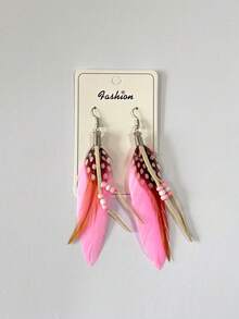 1 Paar Boho-Stil Feder Ohrringe mit Anhängern für Frauen