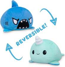 TeeTurtle - The Original Reversible Shark Plushie - Blue - Cute Sensory Fidget Stuffed Animals That Show Your Mood - Cá mập + Kỳ lân biển - Xem 3