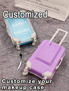 Custom Text Mini Suitcase, Personalized Custom Text Mini Trolley Suitcase, Custom Colorful Durable ABS Trolley, Mini Trolley Storage Box Jewelry Desktop Storage Box, Personalized Custom Text Fun Travel Kits, Customized Text Travel Kits, Customizable Word Hangover Recovery Kits,Modern,Cute,Customized Name Makeup Organizers, Perfect For Travel, Parties, And Small Item Organization