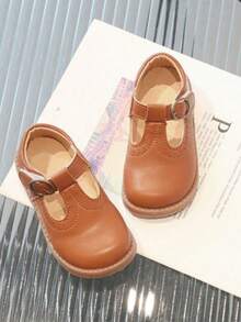 Girls Doll Shoes Classic Retro Wedding Party Round Toe Comfortable - 棕色 - 查看 3