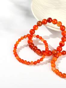 6/8mm Natural Red Agate Bracelet, Made Of Natural Red Agate Material, Brings Good Fortune And Prosperity, Enhances Elegance, Suitable For Daily Wear, Gatherings, Parties, And Banquets