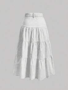 LIU ME Long Skirt 3 Marias With Back Elastic And Internal Lining - White - View 2