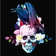 1 Stück Vintage abstrakte Wandkunst Blumen Totenkopf Halloween Stil Wandkunst Leinwand bedruckte Poster Heim Wohnzimmer Büro Dekoration ohne Rahmen - Verschiedenfarbig - Übersicht 17