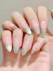 10Pcs Middle Almond Handmade Press On Nails For Party And Daily , Light Green Nails,Matcha Color Nails, Shiny,Easy To Wear 10 Pcs Y2K Handmade Press On Nails,Summer Style,Suitable For Girls And Women Festivals Parties And Daily Wear Nail Supplies Nails