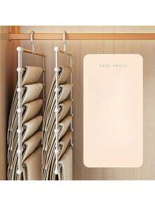 1件，便携式收纳衣架多功能裤架梯形挂裤折叠裤架不锈钢裤挂裤夹多层无痕收纳挂裤架，（本产品需自行组装，安装简便，操作方便）适合连衣裙、裤子、鞋子、牛仔裤、靴子、裙子、春季、极简主义、夏季上衣