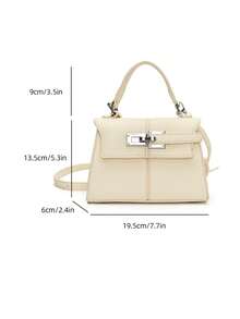 Premium Minimalist Elegant Shoulder Strap Decor Handbag, Refined Metal Lock Design, Fashionable Lightweight Adjustable Shoulder Strap Crossbody Bag, Suitable For College Students' Daily Commute And Shopping, Magnetic Closure, Multi-Functional Lightweight Storage Tote, Durable Water-Resistant PU Material, Suitable For Shopping With Friends, Dates, And Business Travel - White - View 6
