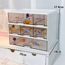 1 件多功能收纳盒，抽屉式梳妆台收纳盒，透明多层隔层化妆品收纳盒，书桌抽屉式文具收纳盒，学生宿舍，办公室