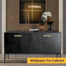 Black Peel And Stick Wallpaper, 15.'' X 118'' Wallpaper Embossed Easy Self Adhesive Removable Contact Paper Textured Cabinet Bedroom With Tape Measure (Cismmy 0001) - Lục giác đen - Xem 11
