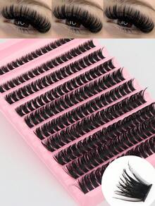 200 Stück D-Curl DIY Cluster Wimpern, natürlich weich, segmentierte Wimpernverlängerungen Make-up, für den perfekten fließenden Look, natürliches Aussehen, gemischte Länge 6-15 mm, anfängerfreundlich und wiederverwendbare Wimperncluster, Wimperncluster, Einzelwimpern, Wimpern, Falsche Wimpern