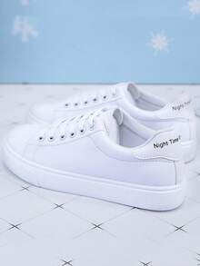 1双青少年户外时尚平底白鞋 - 白色 - 查看 3