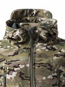 Men's Thermal Lined Casual Sports Jacket, Windproof Waterproof Outdoor Soft Shell Jacket For Autumn/Winter, Fleece, Skiing