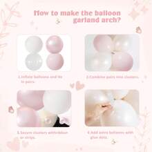 106 件粉色气球拱门套装，双层填充气球拱门套装包含珍珠粉色、马卡龙粉色、白色气球，可用于性别揭晓、生日、婚礼、迎婴派对、新娘派对装饰