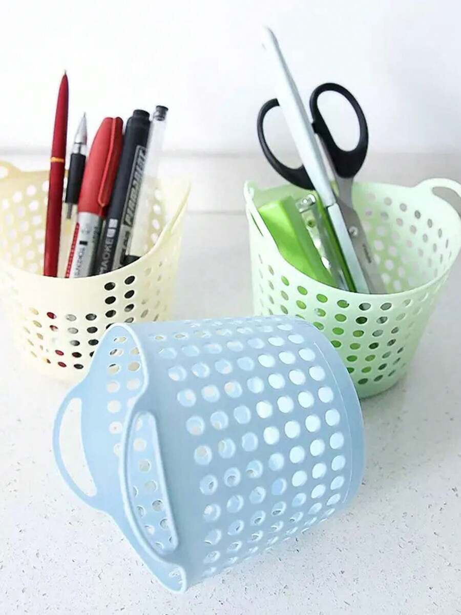 4pcs Creative Pen Holder With Circular Mesh Desktop Storage Basket, Organizer Bin - Multicolor - View 1