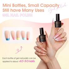 ROSALIND 24 Pcs Jelly Gel Nail Polish Set Long Lasting 20 Bottle Sheer Nude Pink Shade UV Gel Polish With 4 Bottle Base Top Coat Matt Glitter Top Coat Gel Nail Kit For Women Girls DIY Nail Art Design - RRTC24-013 - 查看 3