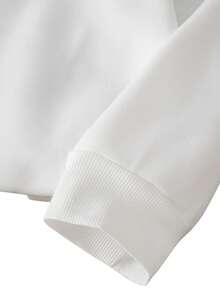 Letter Print T-Shirt, Long Sleeve Crew Neck Casual Top For Spring & Fall, Plus Size Women's Clothing White - White - View 3