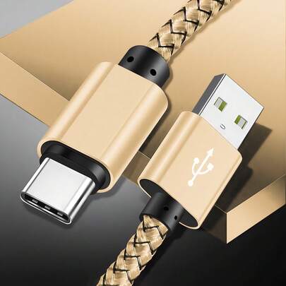 1pc USB-C Fast Charging Cable [3.3ft/6.6ft/10ft] USB-A To C Nylon Braided Charging Cord, Compatible With Samsung Galaxy S25 S24 S23 S22 S21 S10, Note 20 10 9 A51 G8 G7, Pixel, And Other USB-C Devices