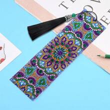 6pcs Rectangular Diamond Painting Bookmarks, 5D Diamond Art Bookmarks, Mosaic Crafts, PET Material, DIY Bohemian Style Diamond Painting Bookmarks, Mandala Flower Theme Diamond Painting Bookmarks, Suitable For School Library, Book Lovers, Gift For Readers, With Purple Tassel, Ideal For Beginners