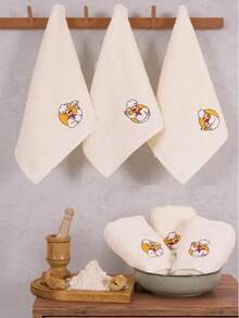 Made In Turkey – 3-Piece Soft Hand & Kitchen Towel Set | 30x50 Cm | High Absorbency & Modern Design - Creamy White - View 1