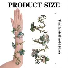 Elf Floral Arm Wrap - 1 PC Renaissance Green Flower Bracelet Poison Ivy Costume Forest Mother Nature Elven Arm Cuff Renfaire Cosplay Photoshoot Fantasy Dress Up Prom Accessories For Women,10131514