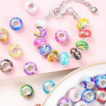 50 hạt cườm lỗ lớn màu trắng, hạt thủ công châu Âu và Mỹ dùng để làm đồ trang sức tự làm, vòng cổ, vòng tay, phụ kiện trang sức, đồ thủ công mỹ nghệ tự làm, móc khóa, dây đeo điện thoại - Hạt lỗ lớn màu trắng - Xem 7