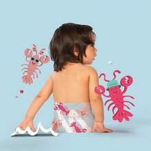 Hello Bello Pañales de natación de alta calidad, hipoalergénicos y ecológicos, desechables, para bebés y niños, talla L, tamaño 6, diseño de perezosos de natación, 17 unidades - M (18 unidades) - Ver 4