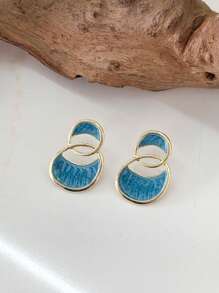 2 paia di eleganti orecchini ad anello blu retrò per donne, gioielli adatti per abiti, festival e feste