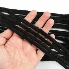 60 Strands Loc Extensions Human Hair, 0.6cm Width  Human Hair Dreadlock Extensions For Men/Women, Can Be Dyed Soft Dreads Extensions,1b - Natural Black - 查看 5