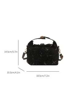 Nuova borsa a tracolla elegante e alla moda con design floreale tridimensionale a colore unito, leggera e versatile, con fibbia in metallo, adatta per lo shopping, portafogli, shopping, giovani donne, studenti universitari, nuovi arrivati e impiegati. Molto adatta per uffici, università, lavoro, affari, pendolarismo, attività all'aperto, viaggi e uscite.